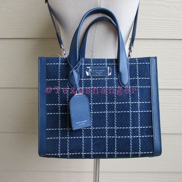NWT Kate Spade Manhattan Denim Check Small Tote - Picture 10 of 14